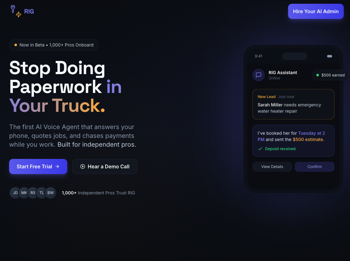 SprintAI Innovation Project: RIG - OS - The first AI Agent built for independent contracto...