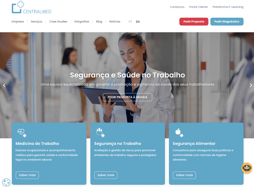 SprintAI Project: CENTRALMED.pt — Healthtech for +4,000 clients — Digitizing Centralmed's legacy operations into a seamless AI Healthtech platform, replacing fragmented manual workflows with an integrated ecosystem that manages medical consultations, exams, training, and mandatory compliance at scale for over 4,000 corporate clients.